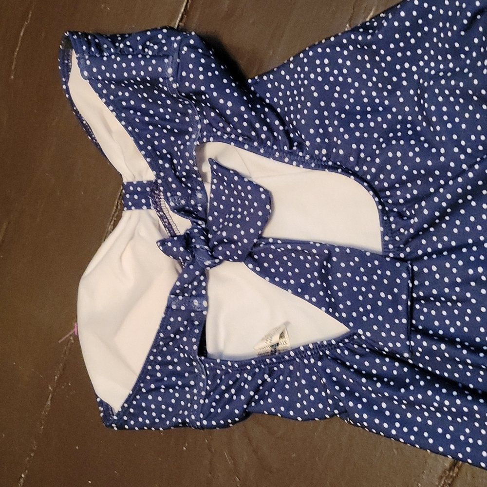 Splendid Swim Navy and White Polka Dot Swimsuit - Medium - Picture 4 of 8